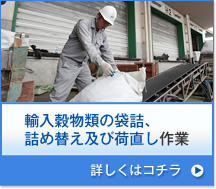 輸入穀物類の袋詰詰め替え及び荷直し作業